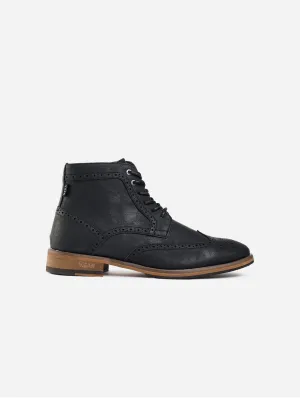 Wheat 2 Herren Vegan-Leder Brogue-Stiefel | Schwarz