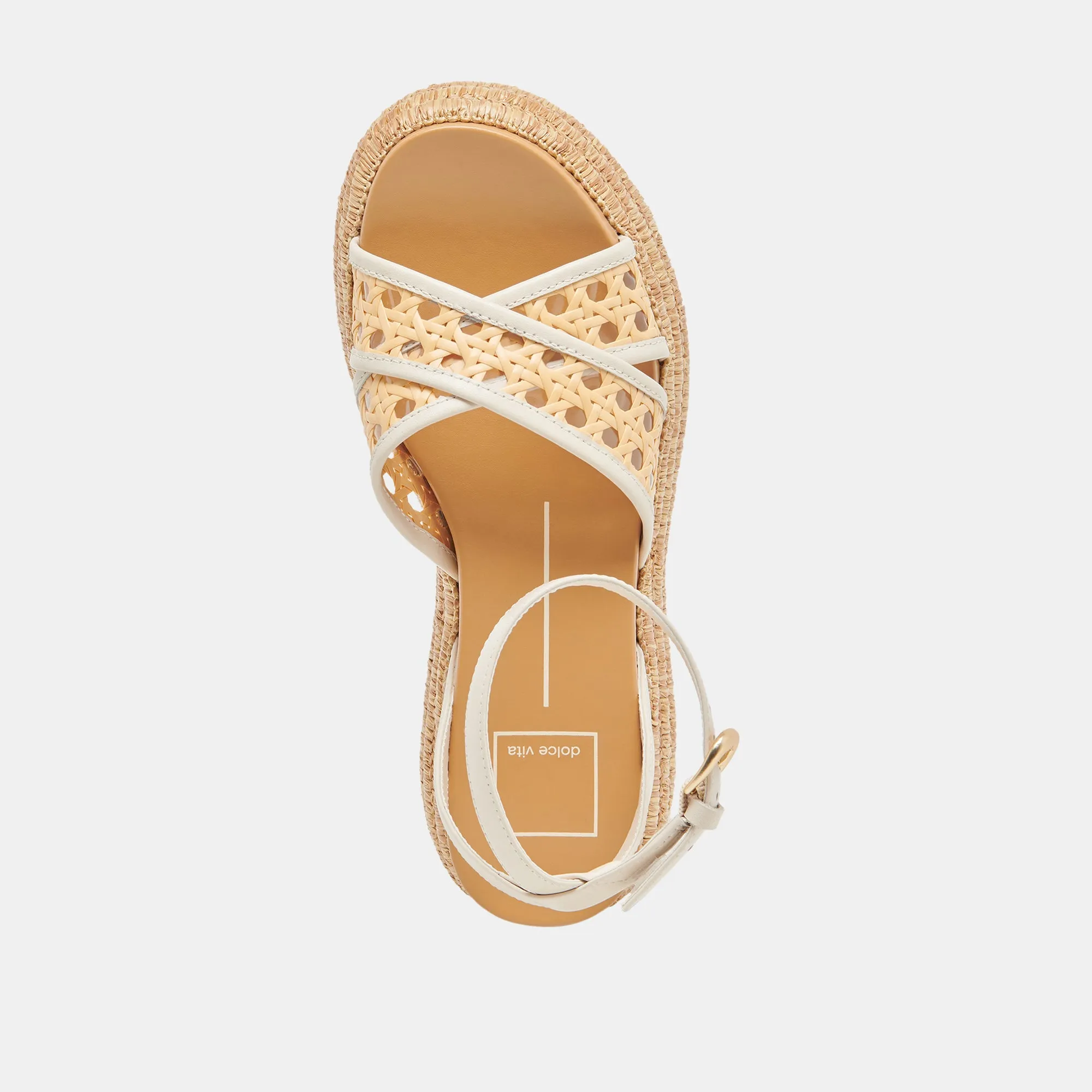 WRILEY SANDALS CREME GEFLECHTENE RAFFIA