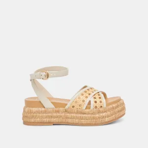 WRILEY SANDALS CREME GEFLECHTENE RAFFIA