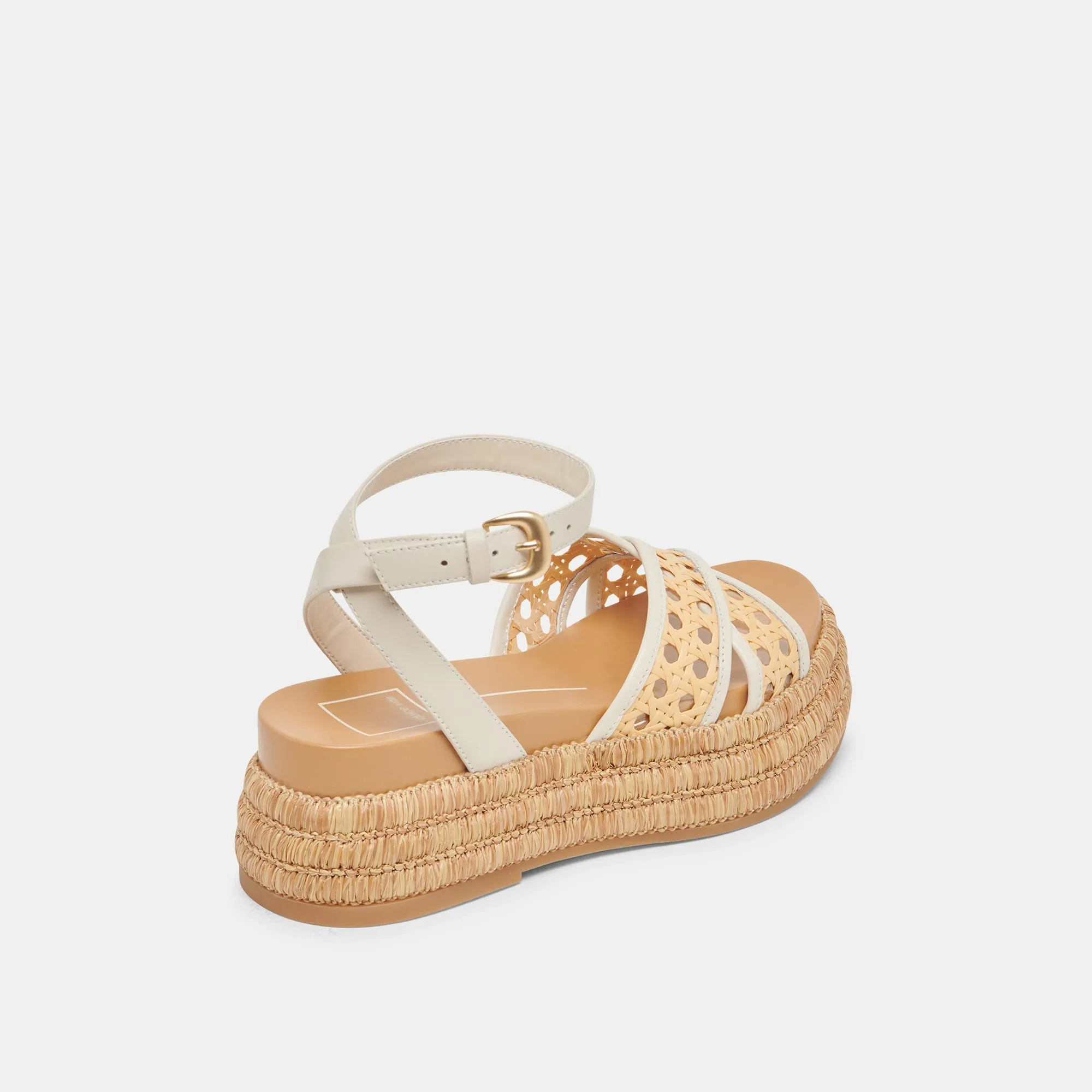 WRILEY SANDALS CREME GEFLECHTENE RAFFIA