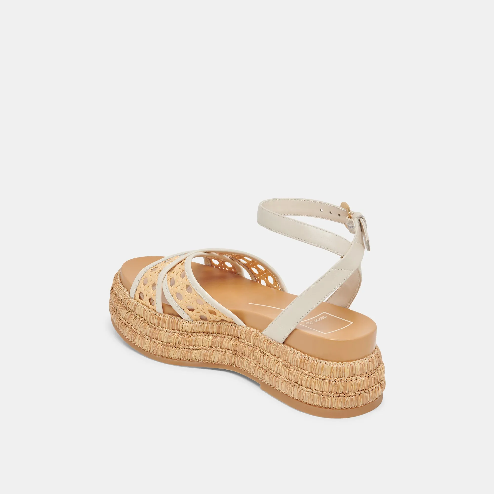 WRILEY SANDALS CREME GEFLECHTENE RAFFIA
