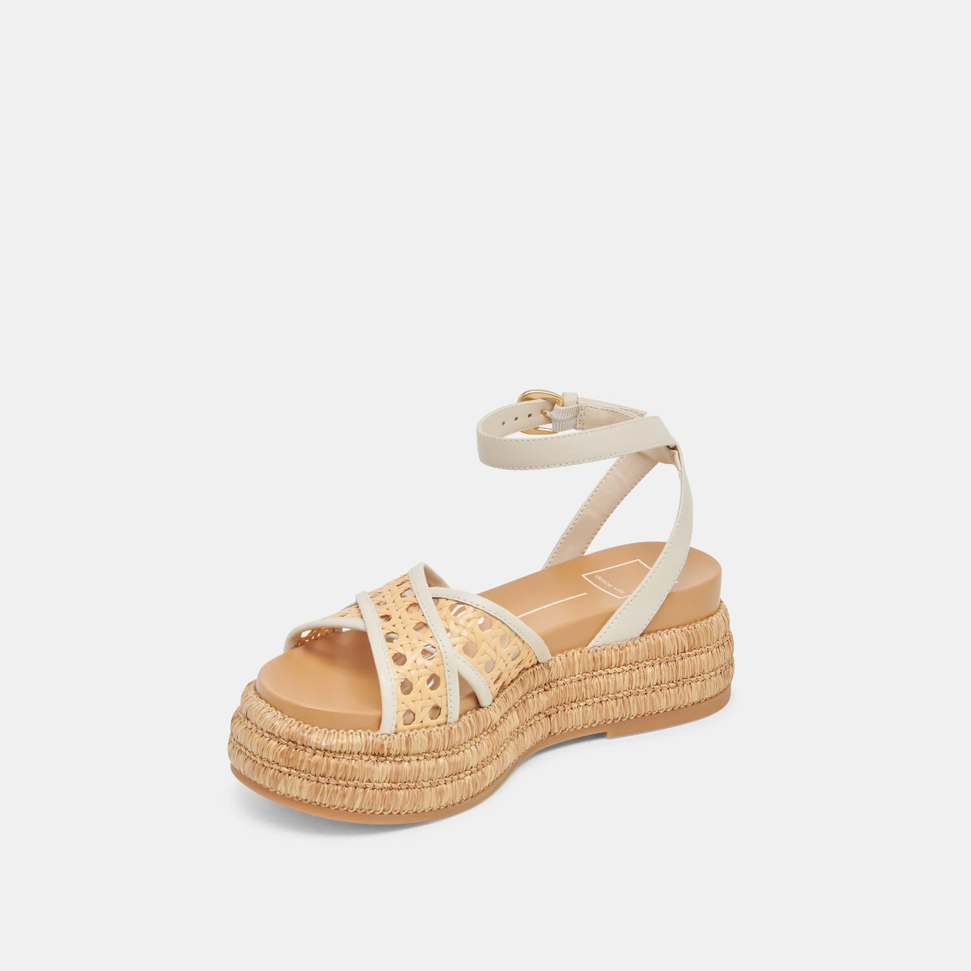 WRILEY SANDALS CREME GEFLECHTENE RAFFIA