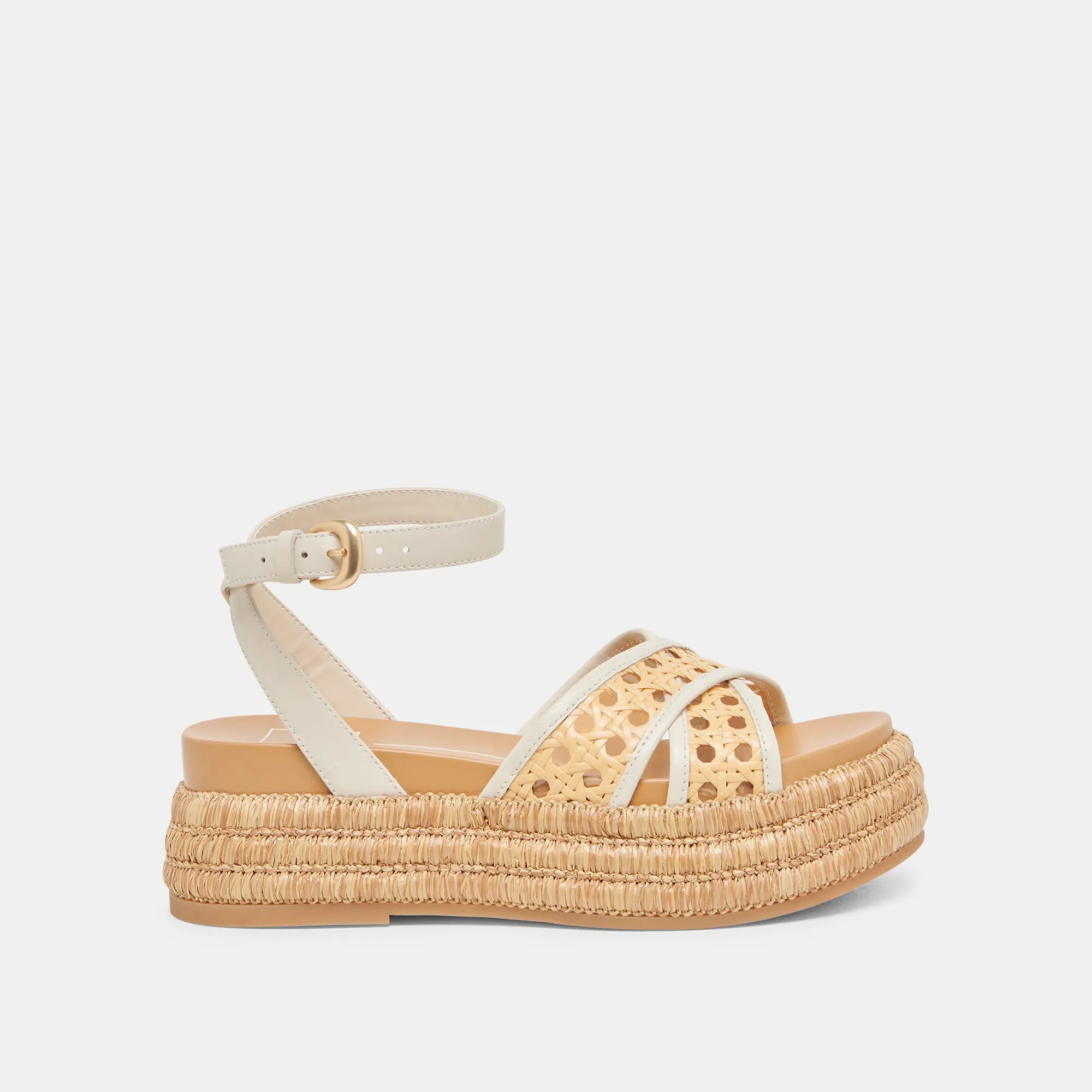 WRILEY SANDALS CREME GEFLECHTENE RAFFIA