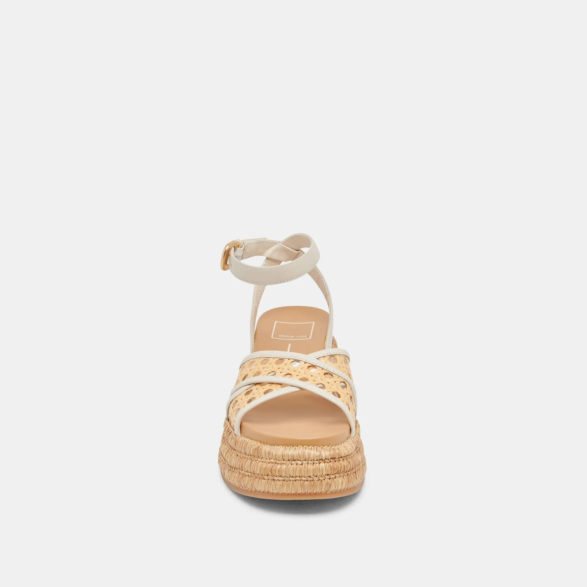 WRILEY SANDALS CREME GEFLECHTENE RAFFIA