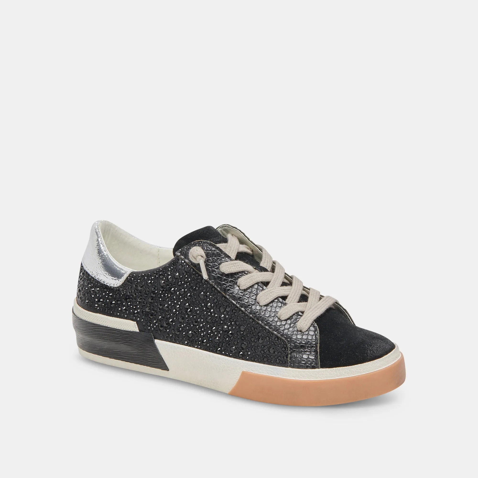 ZINA CRYSTAL SNEAKERS SCHWARZES WILDLEDER