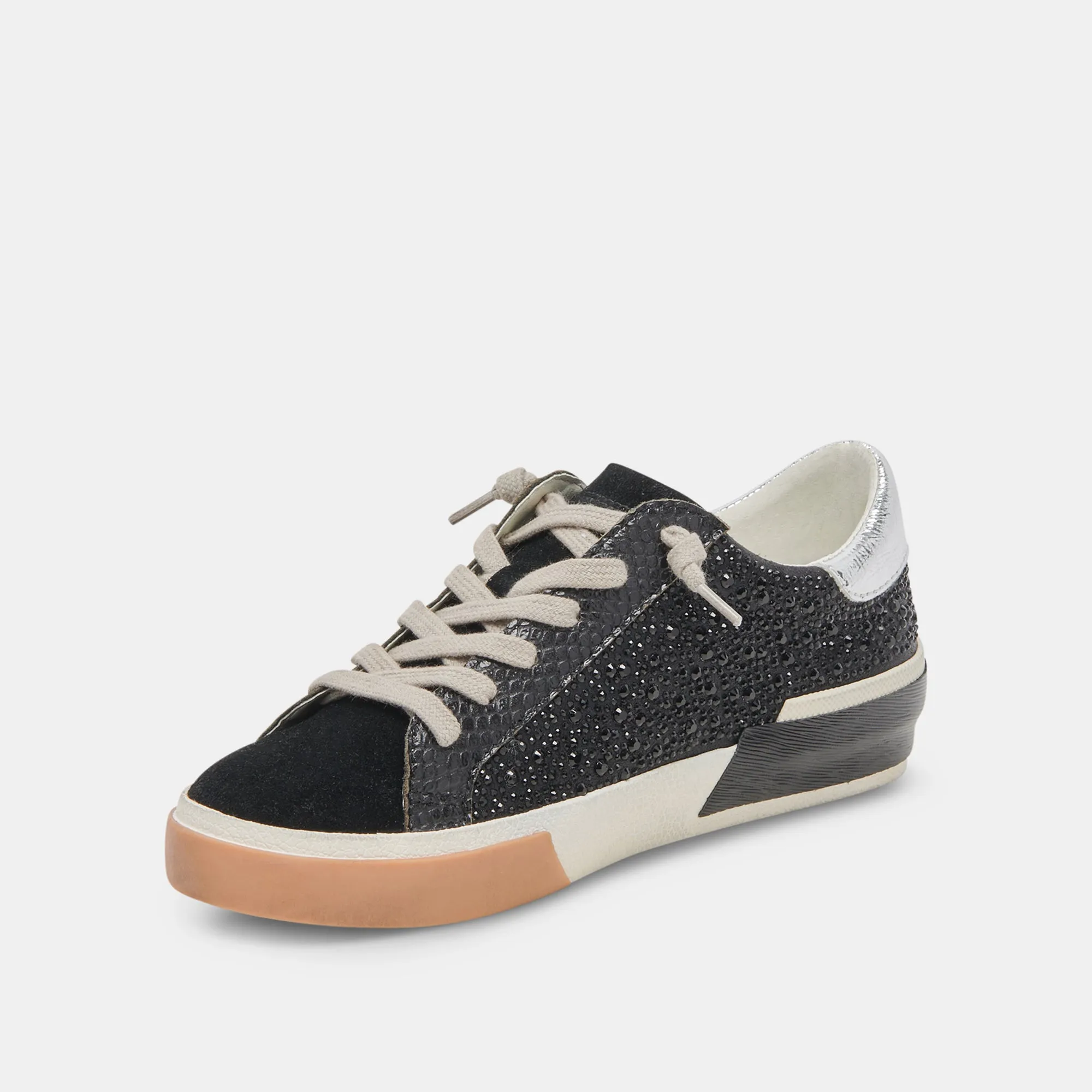 ZINA CRYSTAL SNEAKERS SCHWARZES WILDLEDER