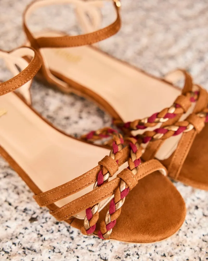 Zonza Vegan Wildleder Geflochtene Sandalen | Kamel