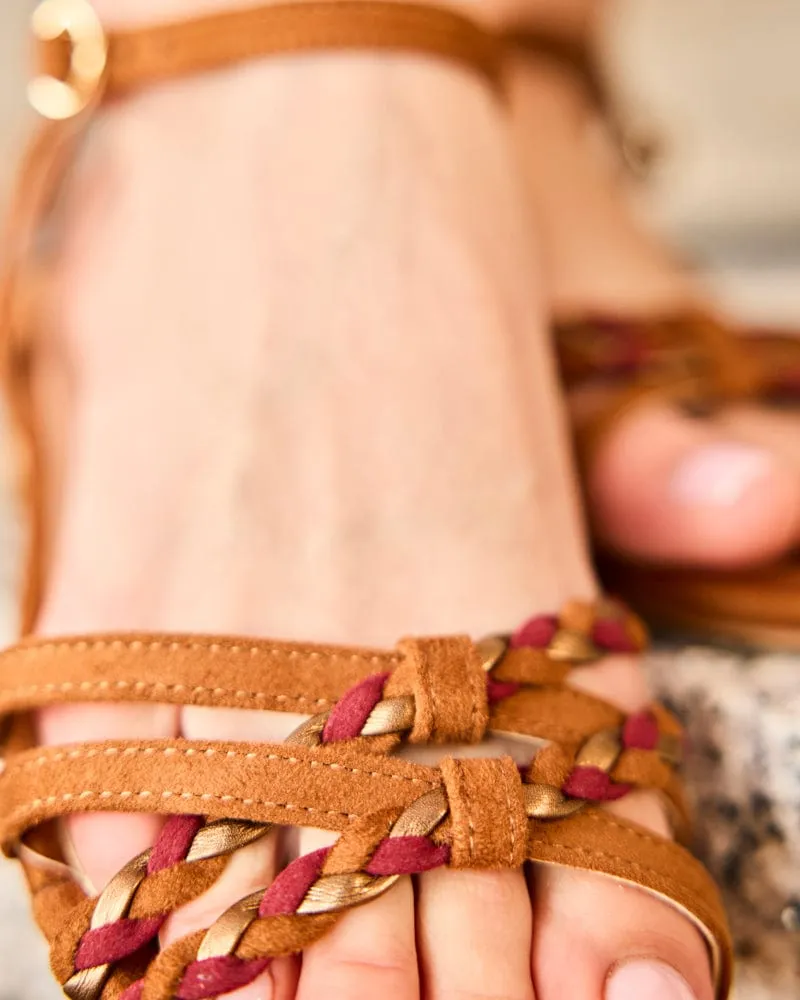 Zonza Vegan Wildleder Geflochtene Sandalen | Kamel